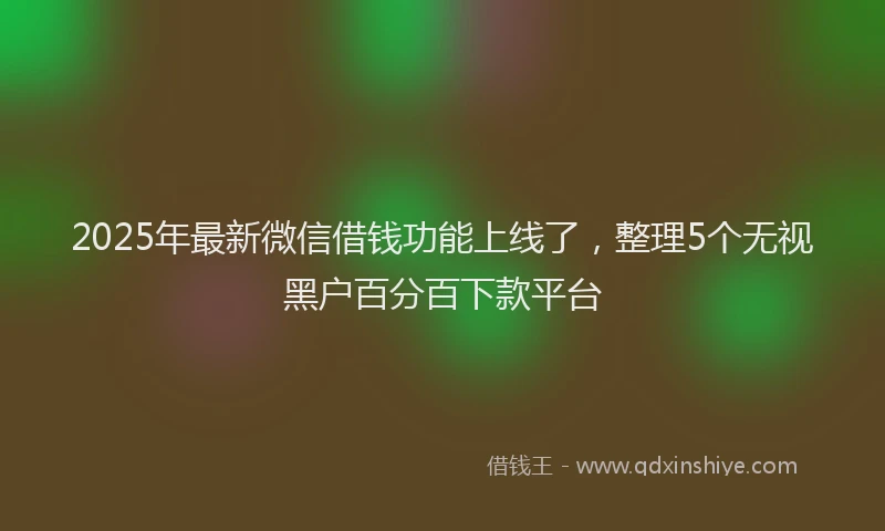 2025年最新微信借钱功能上线了，整理5个无视黑户百分百下款平台