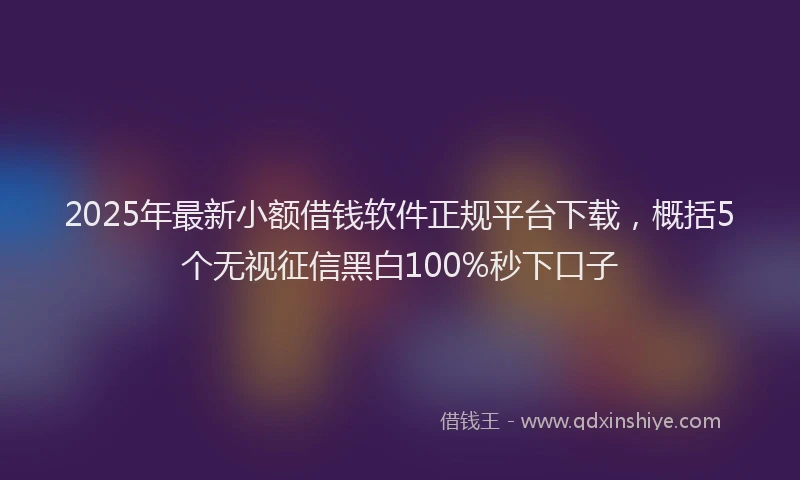 2025年最新小额借钱软件正规平台下载，概括5个无视征信黑白100%秒下口子