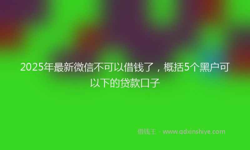 2025年最新微信不可以借钱了，概括5个黑户可以下的贷款口子