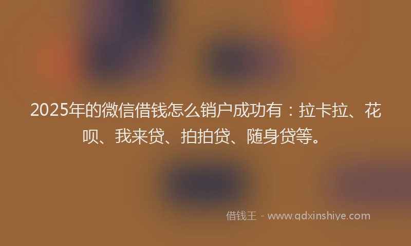 2025年的微信借钱怎么销户成功有：拉卡拉、花呗、我来贷、拍拍贷、随身贷等。