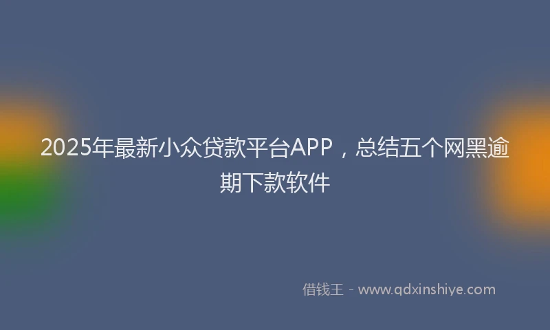 2025年最新小众贷款平台APP，总结五个网黑逾期下款软件