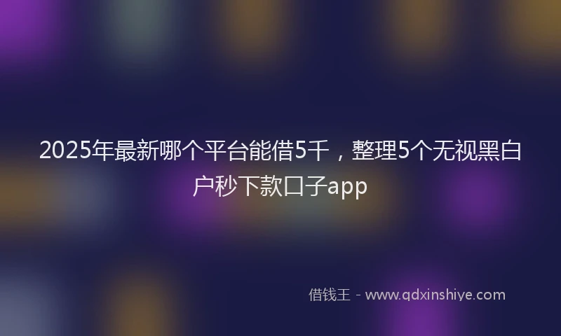 2025年最新哪个平台能借5千，整理5个无视黑白户秒下款口子app