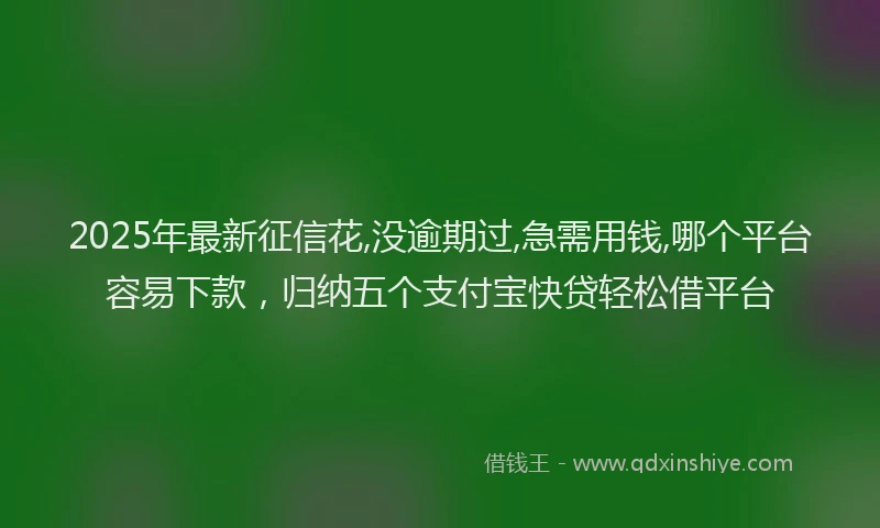 2025年最新征信花,没逾期过,急需用钱,哪个平台容易下款，归纳五个支付宝快贷轻松借平台