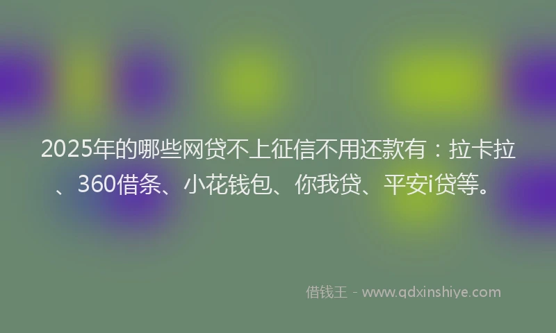 2025年的哪些网贷不上征信不用还款有：拉卡拉、360借条、小花钱包、你我贷、平安i贷等。