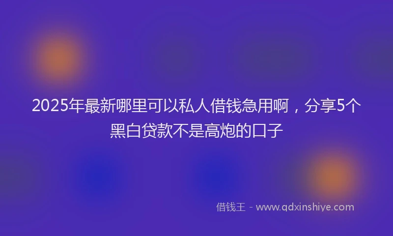 2025年最新哪里可以私人借钱急用啊，分享5个黑白贷款不是高炮的口子