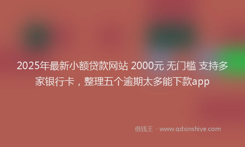 2025年最新小额贷款网站 2000元 无门槛 支持多家银行卡，整理五个逾期太多能下款app