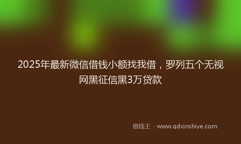 2025年最新微信借钱小额找我借，罗列五个无视网黑征信黑3万贷款