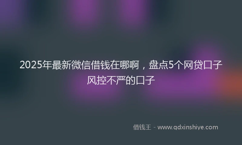 2025年最新微信借钱在哪啊，盘点5个网贷口子风控不严的口子