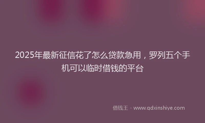 2025年最新征信花了怎么贷款急用，罗列五个手机可以临时借钱的平台