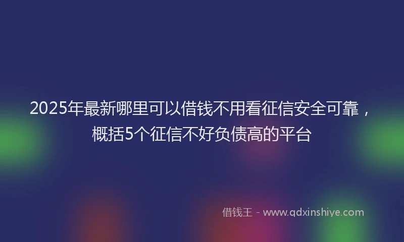 2025年最新哪里可以借钱不用看征信安全可靠，概括5个征信不好负债高的平台