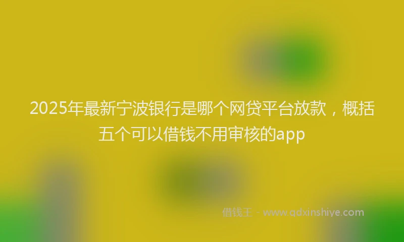 2025年最新宁波银行是哪个网贷平台放款，概括五个可以借钱不用审核的app