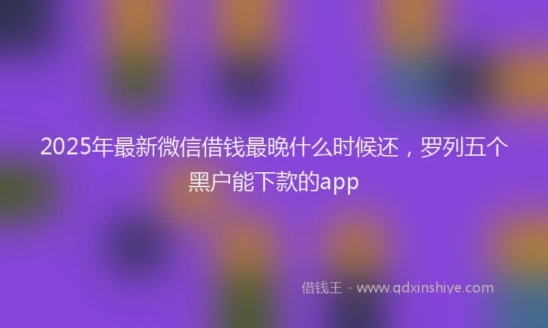 2025年最新微信借钱最晚什么时候还，罗列五个黑户能下款的app