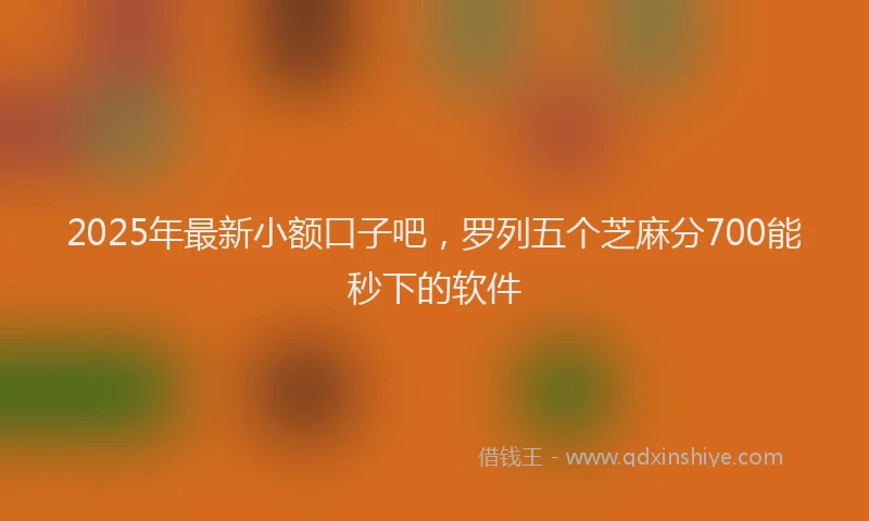 2025年最新小额口子吧，罗列五个芝麻分700能秒下的软件