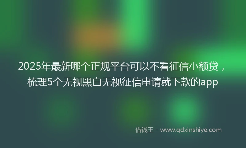 2025年最新哪个正规平台可以不看征信小额贷，梳理5个无视黑白无视征信申请就下款的app