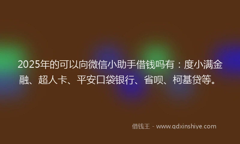 2025年的可以向微信小助手借钱吗有：度小满金融、超人卡、平安口袋银行、省呗、柯基贷等。