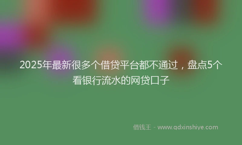 2025年最新很多个借贷平台都不通过，盘点5个看银行流水的网贷口子