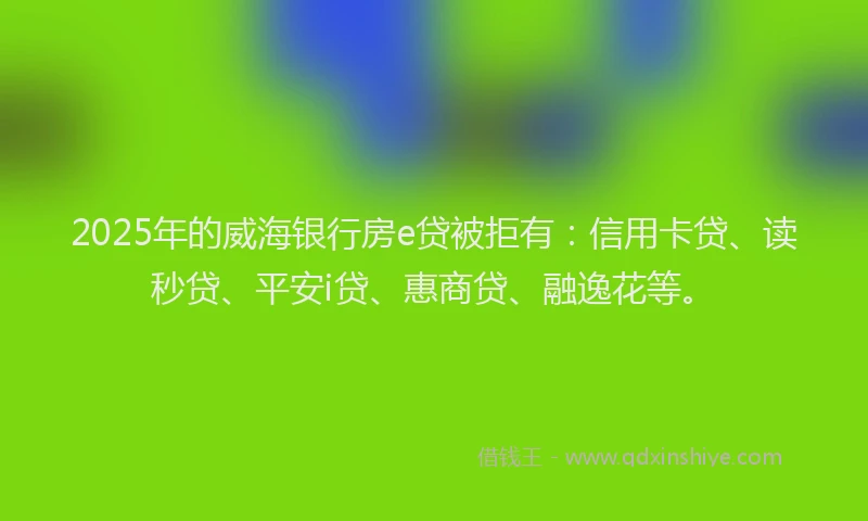 2025年的威海银行房e贷被拒有：信用卡贷、读秒贷、平安i贷、惠商贷、融逸花等。