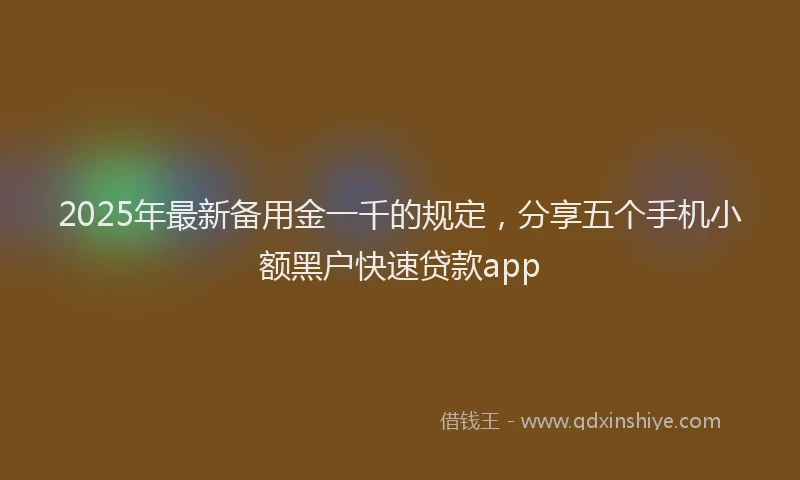 2025年最新备用金一千的规定，分享五个手机小额黑户快速贷款app