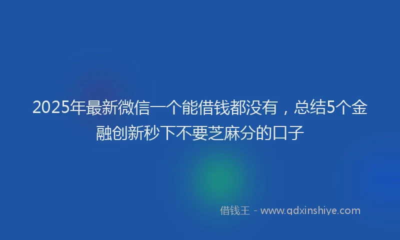 2025年最新微信一个能借钱都没有，总结5个金融创新秒下不要芝麻分的口子