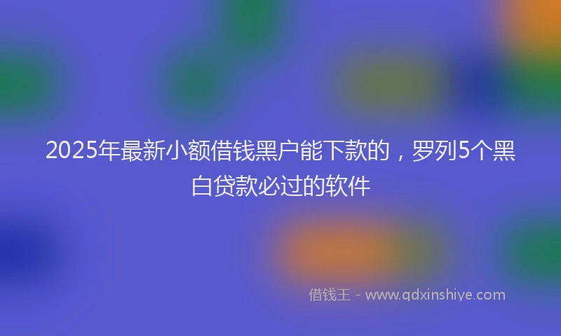 2025年最新小额借钱黑户能下款的，罗列5个黑白贷款必过的软件