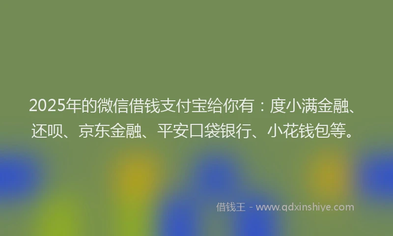 2025年的微信借钱支付宝给你有：度小满金融、还呗、京东金融、平安口袋银行、小花钱包等。