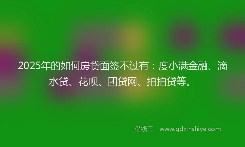 2025年的如何房贷面签不过有：度小满金融、滴水贷、花呗、团贷网、拍拍贷等。