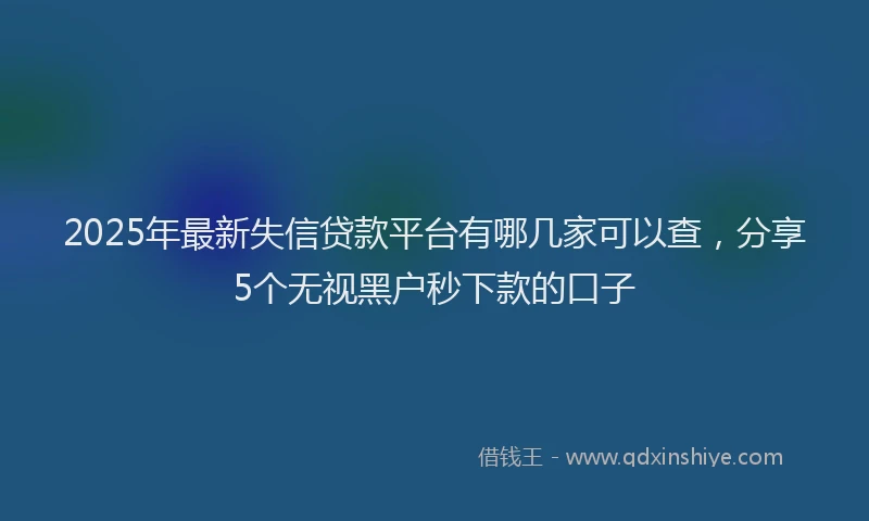 2025年最新失信贷款平台有哪几家可以查，分享5个无视黑户秒下款的口子