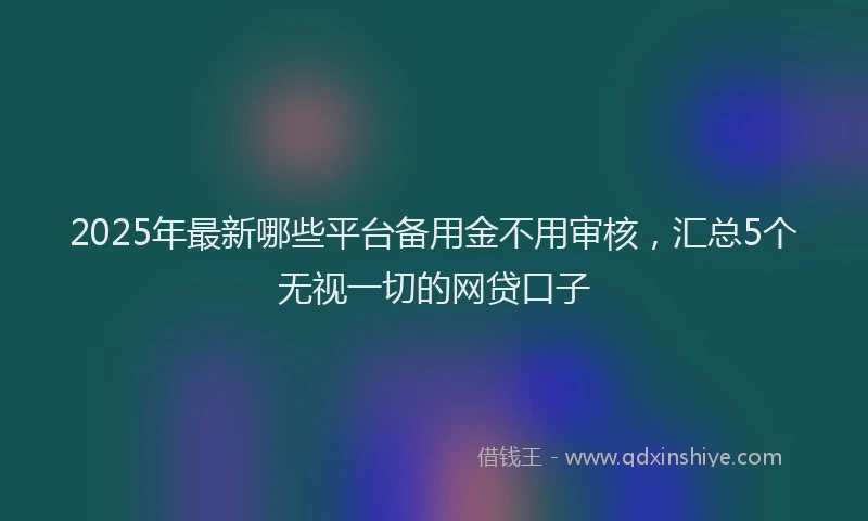 2025年最新哪些平台备用金不用审核，汇总5个无视一切的网贷口子