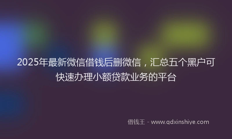 2025年最新微信借钱后删微信，汇总五个黑户可快速办理小额贷款业务的平台