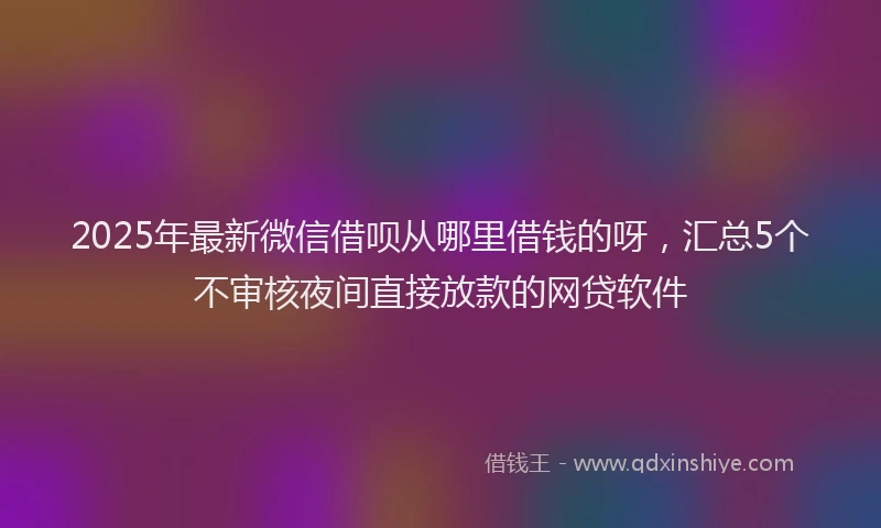 2025年最新微信借呗从哪里借钱的呀，汇总5个不审核夜间直接放款的网贷软件
