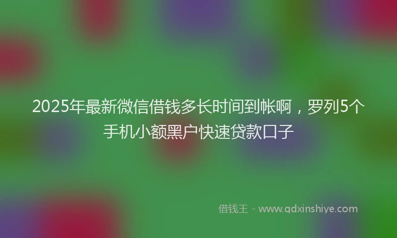 2025年最新微信借钱多长时间到帐啊，罗列5个手机小额黑户快速贷款口子