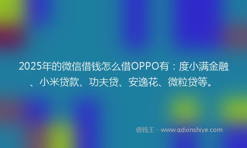 2025年的微信借钱怎么借OPPO有：度小满金融、小米贷款、功夫贷、安逸花、微粒贷等。