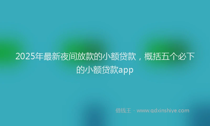 2025年最新夜间放款的小额贷款，概括五个必下的小额贷款app