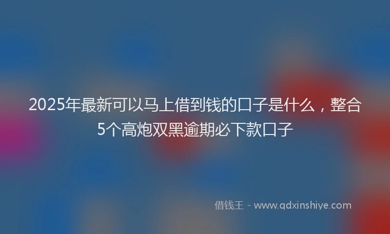 2025年最新可以马上借到钱的口子是什么，整合5个高炮双黑逾期必下款口子