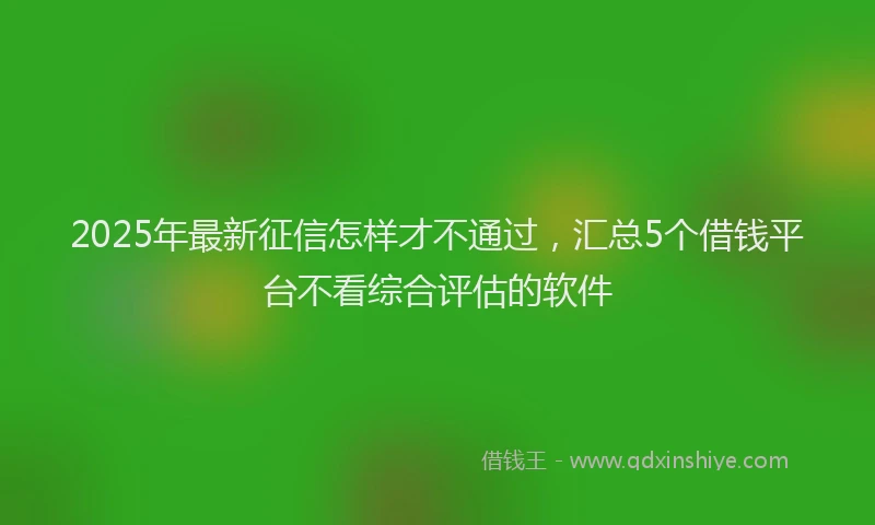 2025年最新征信怎样才不通过，汇总5个借钱平台不看综合评估的软件