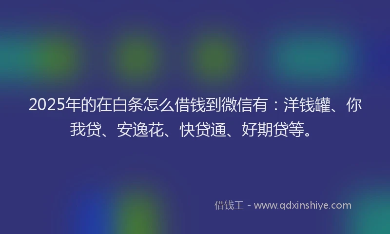 2025年的在白条怎么借钱到微信有：洋钱罐、你我贷、安逸花、快贷通、好期贷等。