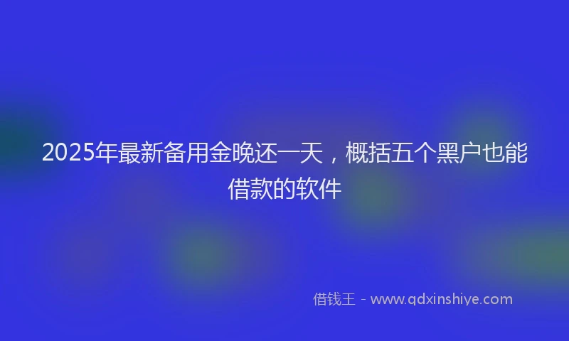 2025年最新备用金晚还一天，概括五个黑户也能借款的软件