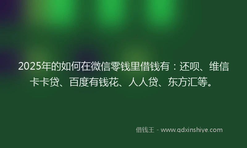2025年的如何在微信零钱里借钱有：还呗、维信卡卡贷、百度有钱花、人人贷、东方汇等。