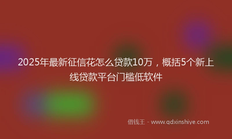 2025年最新征信花怎么贷款10万，概括5个新上线贷款平台门槛低软件