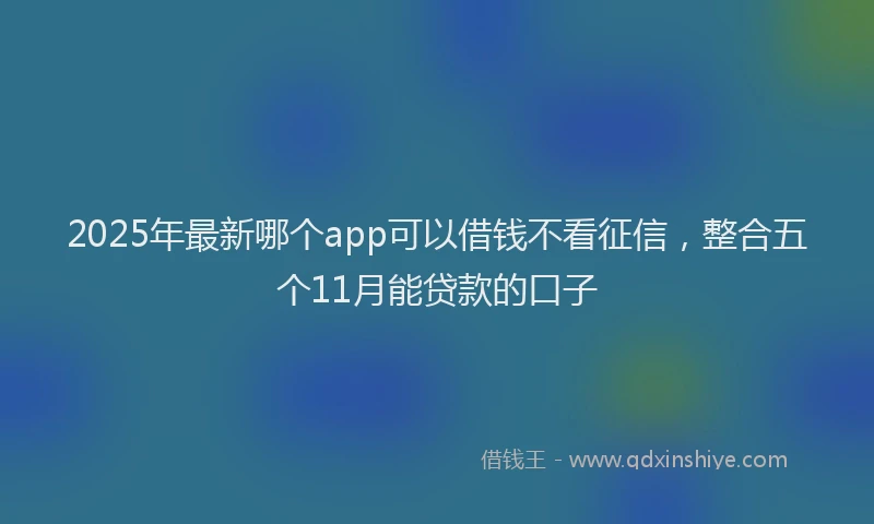 2025年最新哪个app可以借钱不看征信，整合五个11月能贷款的口子
