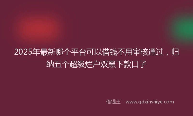 2025年最新哪个平台可以借钱不用审核通过，归纳五个超级烂户双黑下款口子