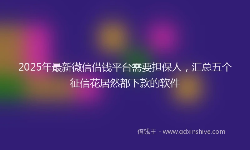 2025年最新微信借钱平台需要担保人，汇总五个征信花居然都下款的软件