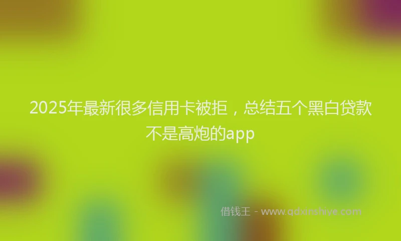 2025年最新很多信用卡被拒，总结五个黑白贷款不是高炮的app