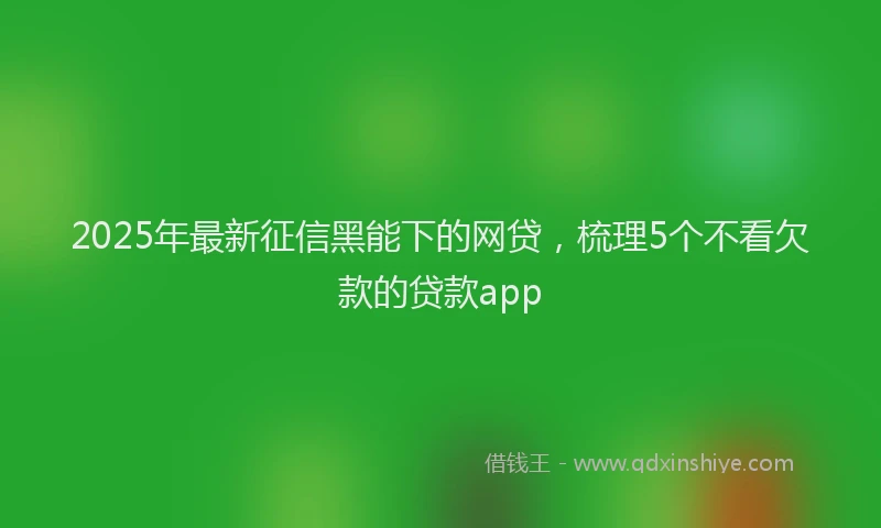 2025年最新征信黑能下的网贷，梳理5个不看欠款的贷款app