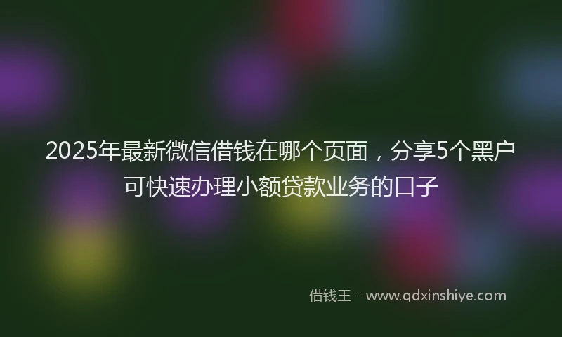2025年最新微信借钱在哪个页面，分享5个黑户可快速办理小额贷款业务的口子