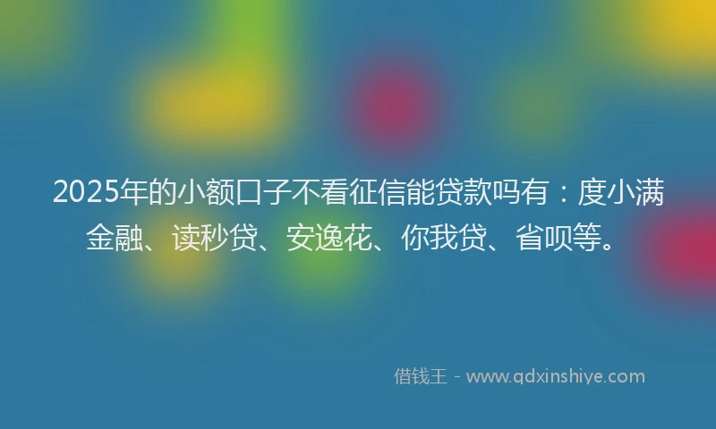 2025年的小额口子不看征信能贷款吗有：度小满金融、读秒贷、安逸花、你我贷、省呗等。