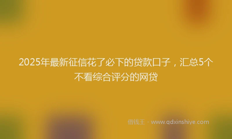 2025年最新征信花了必下的贷款口子，汇总5个不看综合评分的网贷