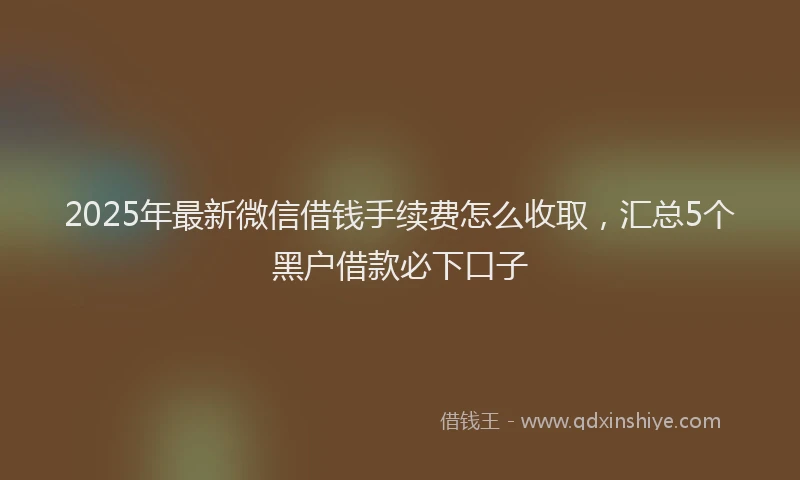 2025年最新微信借钱手续费怎么收取，汇总5个黑户借款必下口子