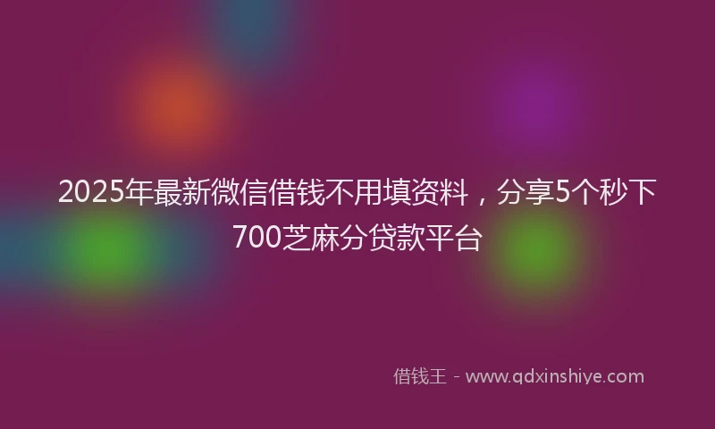 2025年最新微信借钱不用填资料，分享5个秒下700芝麻分贷款平台