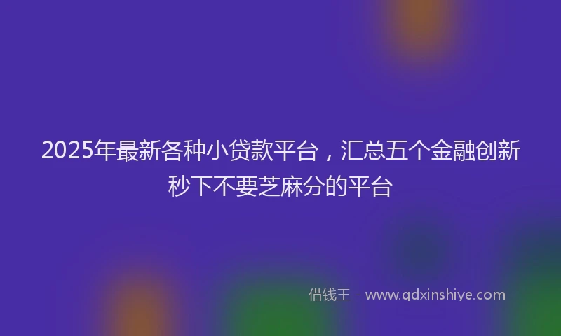 2025年最新各种小贷款平台，汇总五个金融创新秒下不要芝麻分的平台